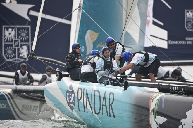 Action onboard GAC Pindar - Act 2, Day 3, Extreme Sailing Series 2012 &copy; Lloyd Images http://lloydimagesgallery.photoshelter.com/